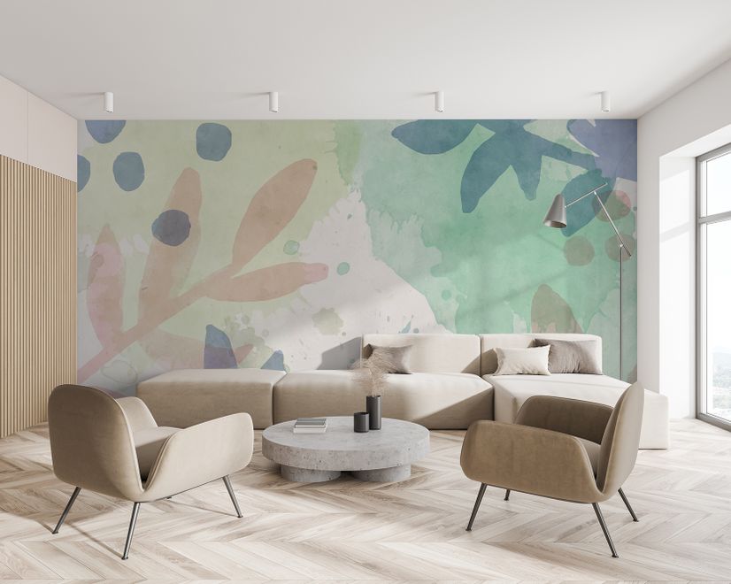 Watercolor Abstract Flowers Wallpaper Mural
