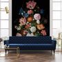 Elegant Dutch Dark Floral Bouquet Wallpaper Mural