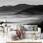 Monochrome Dark Lake Landscape Wallpaper Mural