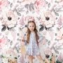 Kids Nursery Floral Pink Rose Pattern Wallpaper Mural