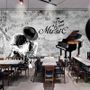 Dark Music Notes with Piano Wallpaper Mural