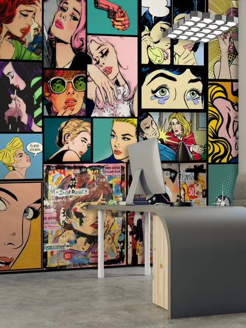 Comic Pop Art Faces Wallpaper Mural