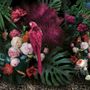 Pink Papagei mit farbenfroher Blumen-Fototapete