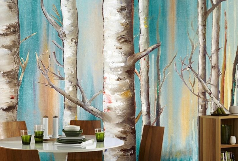 Oil Painting Tree Branch Wallpaper Mural