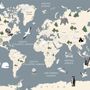 Kids Political Soft World Map with Cute Animals Wallpaper Mural
