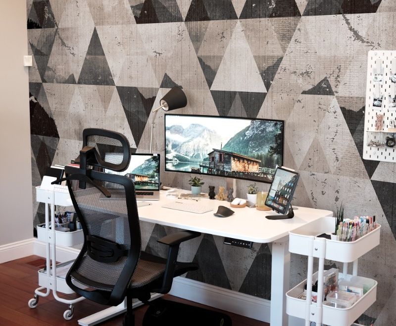 Geometric Dark Trigon Pattern Wallpaper Mural