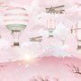 Papier peint montgolfière et paysage de montagne rose