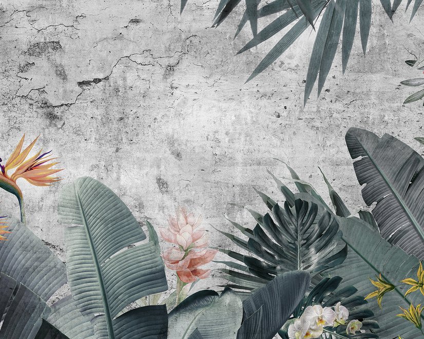 Old Tropical Leaf Wallpaper Mural