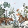 Papier peint forêt aquarelle léopard animaux sauvages enfants
