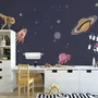 Watercolor Cartoon Space with Planets Wallpaper Mural
