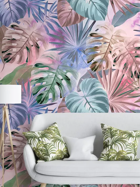 Colorful Tropical Leaf Wallpaper Mural