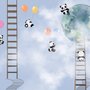 Papier peint panoramique pandas cartoon dans le ciel