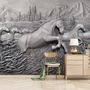 Papier peint panoramique en ciment, aspect gaufré 3D, ange et chevaux