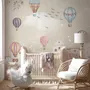 Kids Nursery Cartoon Winter and Little Hot Air Balloon Wallpaper Mural