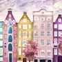 Dutch Style Colorful Houses and Red Trees Wallpaper Mural for Kids