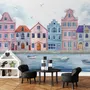Aquarell-Fototapete Niederländische Häuser für Kinder