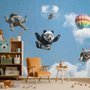 Kids Playful Animal Skydiving Wallpaper Mural