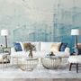 Abstract Blue Monochrome City Landscape Wallpaper Mural