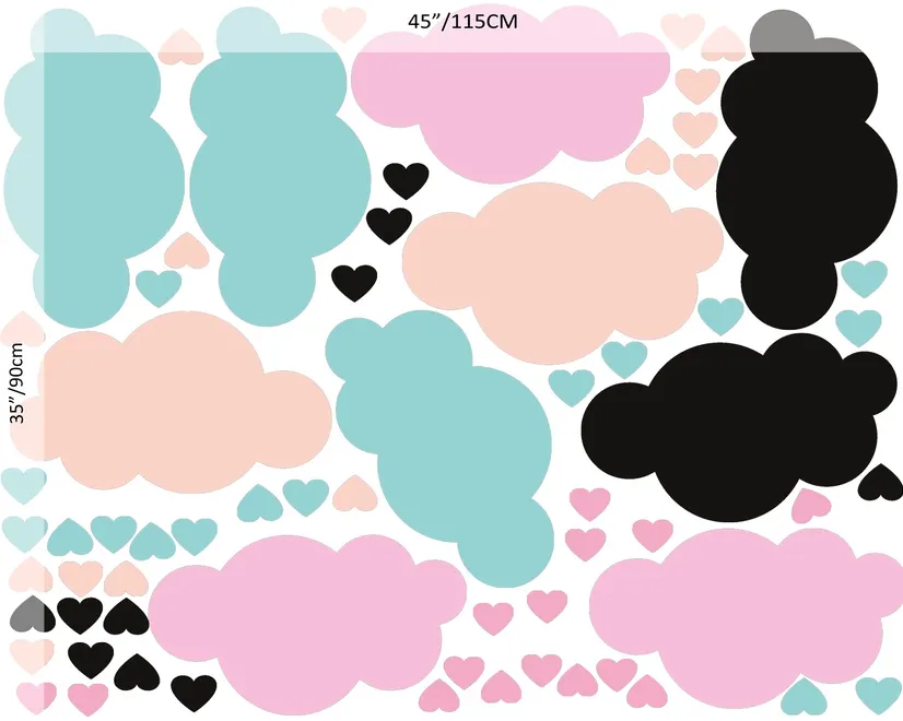 Nursery Colorful Cloud with Little Heart Wall Decal Sticker