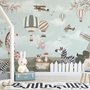 Papier peint animaux forêt avion vintage moulin enfants