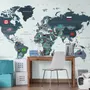 Political World Map with Country Flags Wallpaper Mural