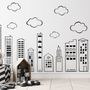 Kids Cute Black City Wall Decal Sticker