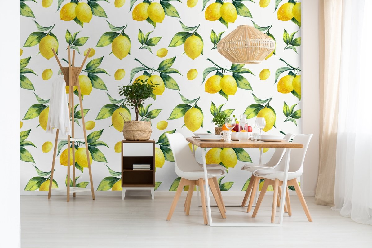 Lemon with Leaf Wallpaper Mural - Peel and Stick