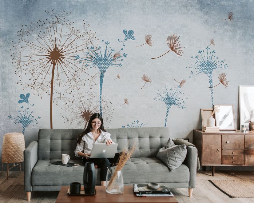 Vintage Dandelion Floral Wallpaper Mural