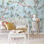Papier peint panoramique aquarelle Chinoiserie floral fleur de pivoine Papier peint panoramique