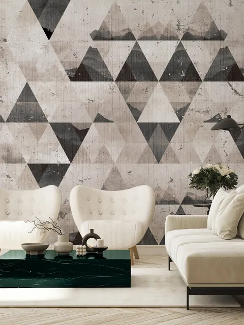 Geometric Dark Trigon Pattern Wallpaper Mural