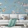 Papier peint fleurs vintage oiseaux