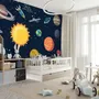 Kids Boys Watercolor Space and Solar System Wallpaper Mural