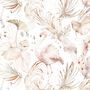 Soft Flamingo Art with Boho Tropical Leaf Wallpaper Mural