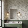 Black outline botanical wallpaper with charcoal wildflowers and grasses on a warm ivory cream ground