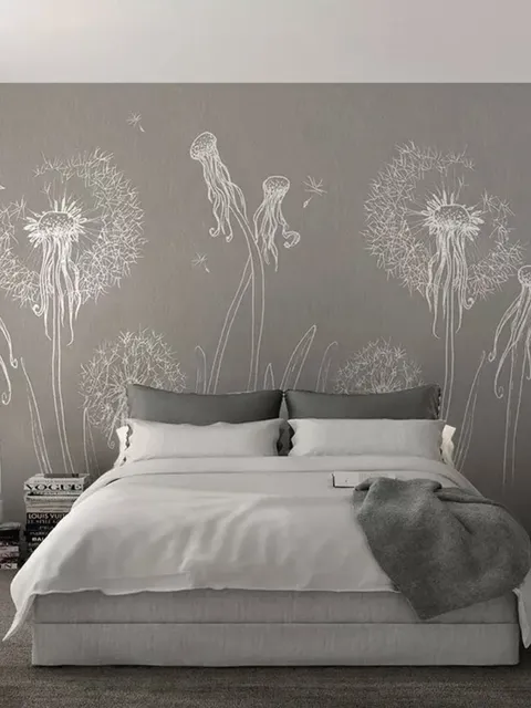 White Octopus and Dandelion Wallpaper Mural
