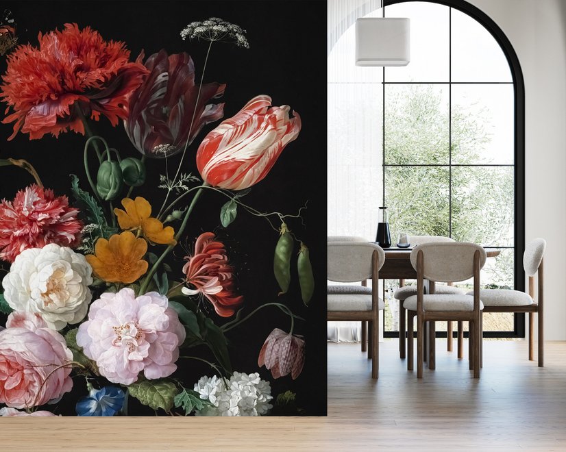 Dutch Florals Still Life Flowers in Vase Wallpaper Mural