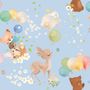 Cute Animals Flying with Hot Air Balloons Kids Wallpaper Mural
