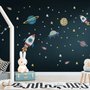 Espace coloré avec petites étoiles tombantes et planètes Stickers muraux