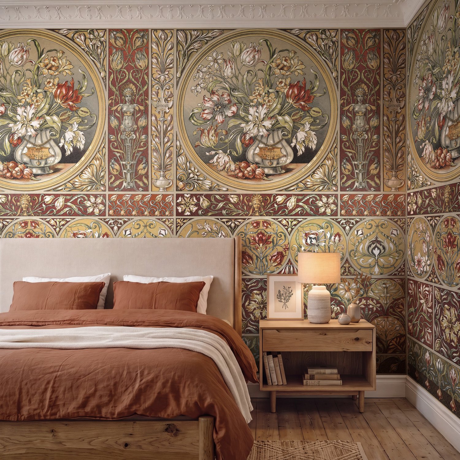 Art Nouveau Botanical Wall Mural - Peel and Stick