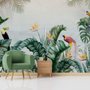 Papier peint panoramique des toucans et de la forêt tropicale