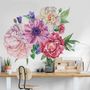 Watercolor Pink Peony Tulip Daisy Floral Bouqet Wall Decal Sticker