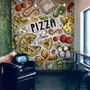 Cartoon Colorful Fast Foods and Pizza Wallpaper Mural