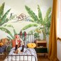 Papier peint panoramique pour enfants - Safari, animaux de la forêt tropicale, aquarelle