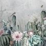 Papier peint cactus aquarelle fleurs