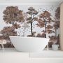 Monochrome Watercolor Big Trees Wallpaper Mural