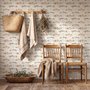 Watercolor fish wallpaper with trout, seashells and pale aqua washes on a warm cream ground