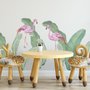 Kinder Pink Flamingo und Grüne Bananenblätter Wandtattoo