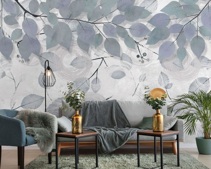 Nordic Tree Branch Leaves Wallpaper Mural