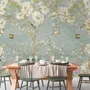 Soft Chinese White Florals with Birds Wallpaper Mural