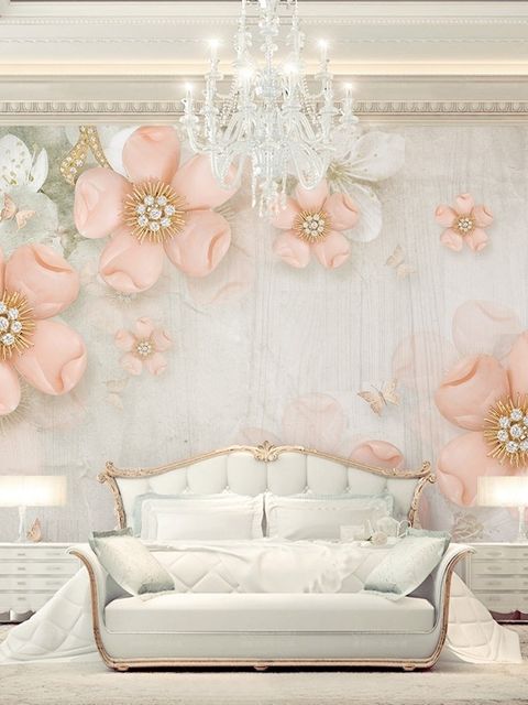 Pink Diamond Daisy with Butterflies Wallpaper Mural